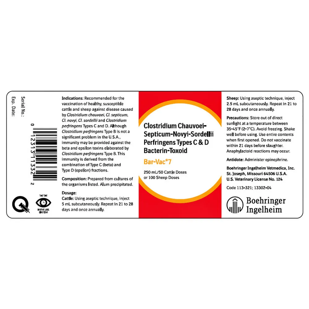 Boehringer Ingelheim Bar-Vac 7 Cattle And Sheep Vaccine - Image 2